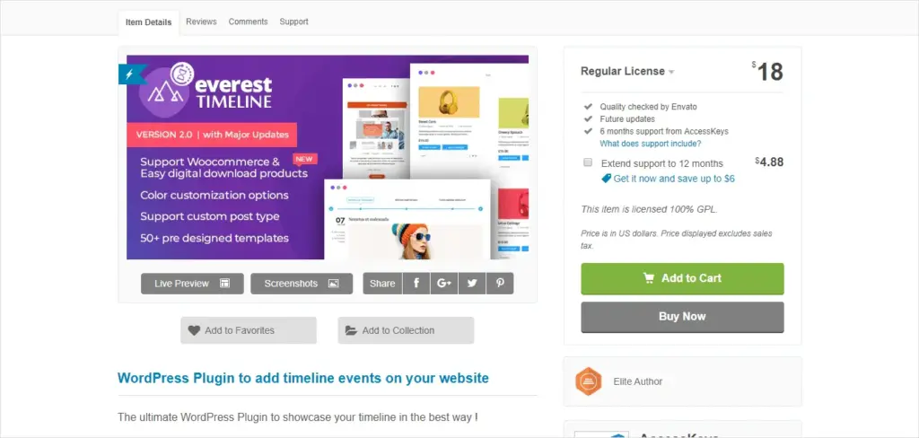 Everest Timeline plugins de timeline para WordPress